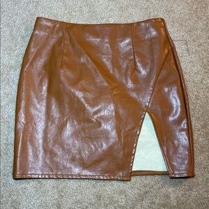 Lulus‎ Brown Faux Leather Skirt